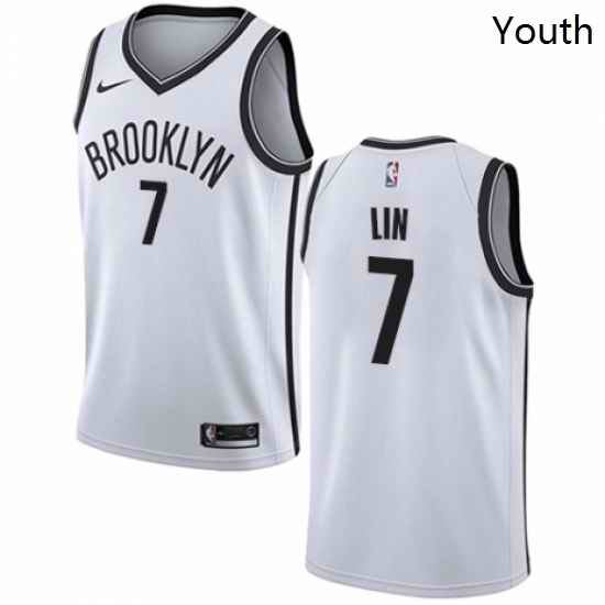 Youth Nike Brooklyn Nets 7 Jeremy Lin Authentic White NBA Jersey Association Edition